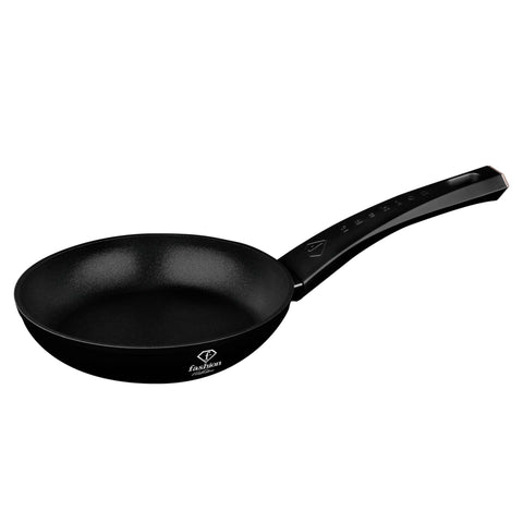Product image of Frypan 20cm. Part of the MATTE BLACK- ROSE GOLD . Features: • Material: forged aluminum with non-stick titanPro coating • Frypan Ø20*4,5 cm 1,0L • Color: matt black- rose gold. (Studio view). Official Berlinger Haus product, boosted by Promintra sl.