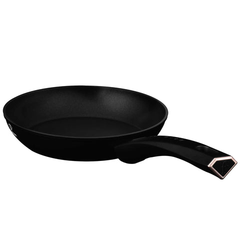 Product image of Frypan 20cm. Part of the MATTE BLACK- ROSE GOLD . Features: • Material: forged aluminum with non-stick titanPro coating • Frypan Ø20*4,5 cm 1,0L • Color: matt black- rose gold. (Studio view). Official Berlinger Haus product, boosted by Promintra sl.