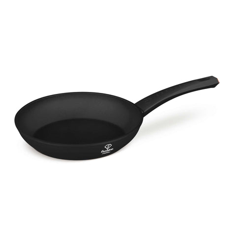 Product image of Frypan 24cm. Part of the MATTE BLACK- ROSE GOLD . Features: • Material: forged aluminum with non-stick titanPro coating • Frypan Ø24*4,8 cm 1,7L • Color: matt black- rose gold. (Studio view). Official Berlinger Haus product, boosted by Promintra sl.