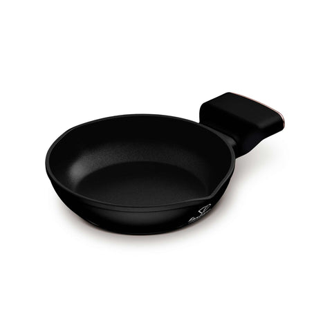Product image of Mini pan 16cm. Part of the MATTE BLACK- ROSE GOLD . Features: • Material: forged aluminum with non-stick titanPro coating • Mini pan Ø16 cm • Color: matt black- rose gold. (Studio view). Official Berlinger Haus product, boosted by Promintra sl.