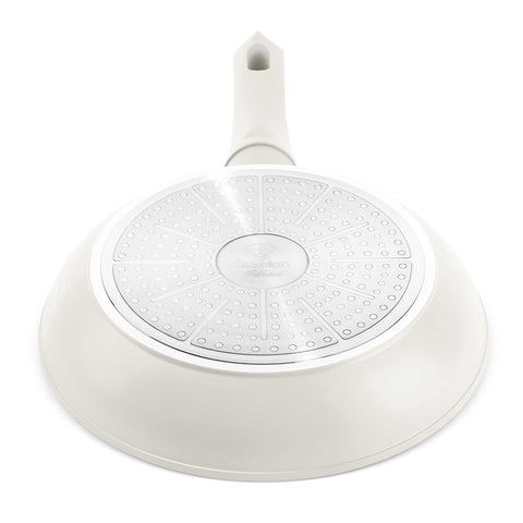 Product image of Frypan 24cm. Part of the MATTE CREAM- GOLD . Features: • Material: forged aluminum with non-stick titanPro coating • Frypan Ø24*4,8 cm 1,7L • Color: matt cream- gold. (Studio view). Official Berlinger Haus product, boosted by Promintra sl.