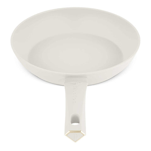 Product image of Frypan 28cm. Part of the MATTE CREAM- GOLD . Features: • Material: forged aluminum with non-stick titanPro coating • Frypan Ø28*5,2 cm 2,4L • Color: matt cream- gold. (Studio view). Official Berlinger Haus product, boosted by Promintra sl.