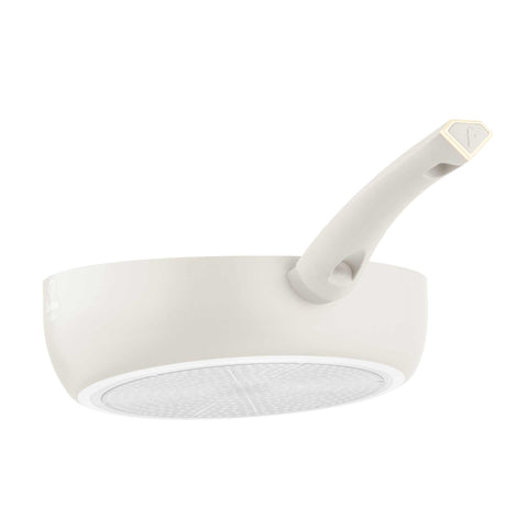 Product image of Flip frypan 26cm. Part of the MATTE CREAM- GOLD . Features: • Material: pressed aluminum with non-stick titanPro coating • Flip frypan Ø26 cm 2,8L • Color: matt cream- gold. (Studio view). Official Berlinger Haus product, boosted by Promintra sl.