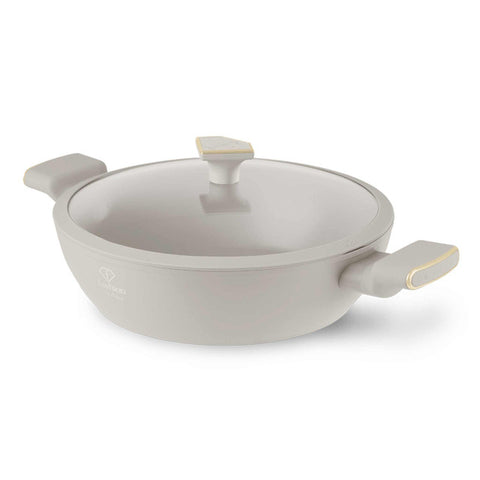 FTV-0066, Olla baixa amb tapa 28cm, Daurat crema mat, Olla baixa 28 cm, Olla baixa, Olla baixa amb tapa, Olla, Estris de cuina, Cuina