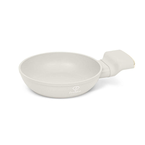 Product image of Mini pan 16cm. Part of the MATTE CREAM- GOLD . Features: • Material: forged aluminum with non-stick titanPro coating • Mini pan Ø16 cm • Color: matt cream- gold. (Studio view). Official Berlinger Haus product, boosted by Promintra sl.