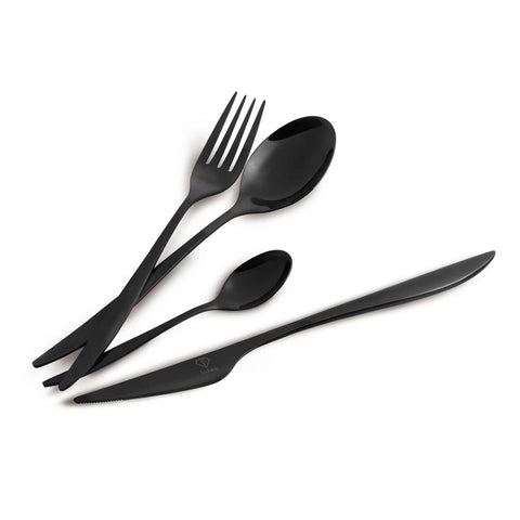 Product image of 24pcs cutlery set mirror. Part of the Cutlery sets . Features: • Material: stainless steel with full MIRROR finish • Include: • Table knife 6 pcs 6,0 mm • Table fork 6 pcs 3,0 mm • Table spoon 6 pcs 3,0 mm • Te.... (Studio view). Official Berlinger Haus product, boosted by Promintra sl.