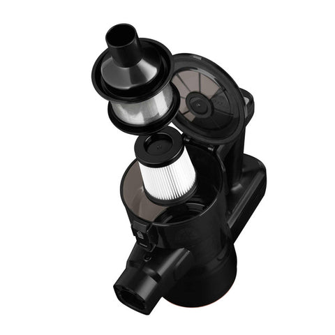 Product image of Vacuum cleaner with BLDC motor (5x stronger motor). Part of the MATTE BLACK- ROSE GOLD . Features: • Voltage: 22,2 V (Li-ION battery) • 250 W • BLDC motor (5x stronger motor) - Vacuum >24Kpa super powerful suction • LED display • Accessories: • L.... (Conceptual view). Official Berlinger Haus product, boosted by Promintra sl.