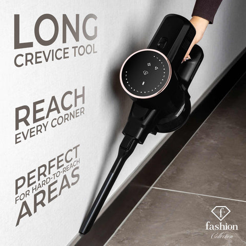 Product image of Vacuum cleaner with BLDC motor (5x stronger motor). Part of the MATTE BLACK- ROSE GOLD . Features: • Voltage: 22,2 V (Li-ION battery) • 250 W • BLDC motor (5x stronger motor) - Vacuum >24Kpa super powerful suction • LED display • Accessories: • L.... (Conceptual view). Official Berlinger Haus product, boosted by Promintra sl.