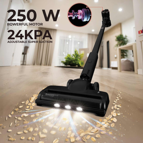 Product image of Vacuum cleaner with BLDC motor (5x stronger motor). Part of the MATTE BLACK- ROSE GOLD . Features: • Voltage: 22,2 V (Li-ION battery) • 250 W • BLDC motor (5x stronger motor) - Vacuum >24Kpa super powerful suction • LED display • Accessories: • L.... (Conceptual view). Official Berlinger Haus product, boosted by Promintra sl.