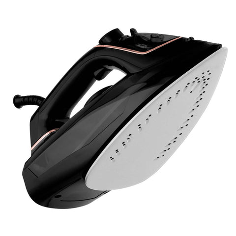 Product image of Iron. Part of the MATTE BLACK- ROSE GOLD . Features: • 220-240V, 50/60Hz, 2400 W • Functions: Dry/Steam/Vertical steam/Burst/Spray/Self clean/Anti scale/Anti drip • Water tank capacity: 280 ml • Lengt.... (Studio view). Official Berlinger Haus product, boosted by Promintra sl.
