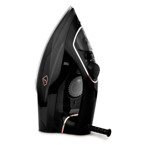 Product image of Iron. Part of the MATTE BLACK- ROSE GOLD . Features: • 220-240V, 50/60Hz, 2400 W • Functions: Dry/Steam/Vertical steam/Burst/Spray/Self clean/Anti scale/Anti drip • Water tank capacity: 280 ml • Lengt.... (Studio view). Official Berlinger Haus product, boosted by Promintra sl.