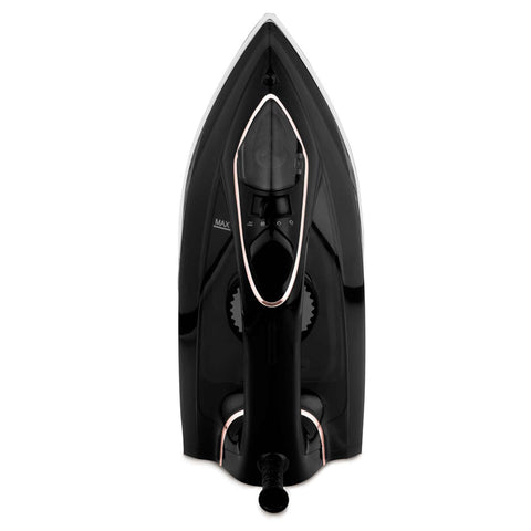 Product image of Iron. Part of the MATTE BLACK- ROSE GOLD . Features: • 220-240V, 50/60Hz, 2400 W • Functions: Dry/Steam/Vertical steam/Burst/Spray/Self clean/Anti scale/Anti drip • Water tank capacity: 280 ml • Lengt.... (Studio view). Official Berlinger Haus product, boosted by Promintra sl.