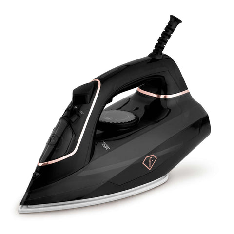 Product image of Iron. Part of the MATTE BLACK- ROSE GOLD . Features: • 220-240V, 50/60Hz, 2400 W • Functions: Dry/Steam/Vertical steam/Burst/Spray/Self clean/Anti scale/Anti drip • Water tank capacity: 280 ml • Lengt.... (Studio view). Official Berlinger Haus product, boosted by Promintra sl.