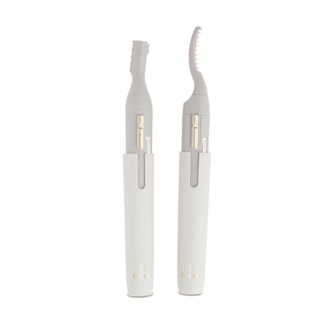 Product image of Heated eyelash curler and electric shaver 2in1. Part of the MATTE CREAM- GOLD . Features: • Heated eyelash curler size: 140.5*18.8*15 mm • Double-heating wires • Electric shaver size: 134.8*17.5*12.7 mm • Stainless steel blades • Accesso.... (Studio view). Official Berlinger Haus product, boosted by Promintra sl.