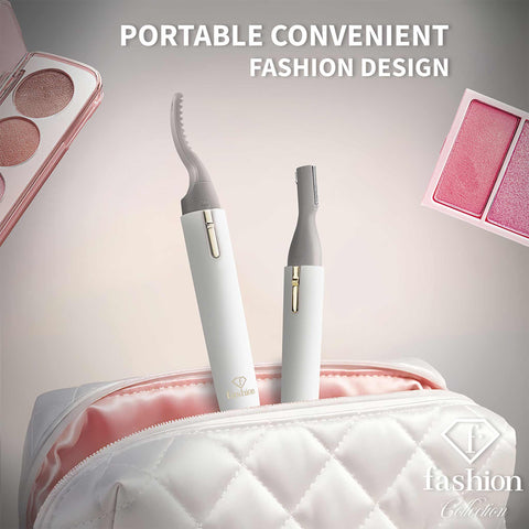 Product image of Heated eyelash curler and electric shaver 2in1. Part of the MATTE CREAM- GOLD . Features: • Heated eyelash curler size: 140.5*18.8*15 mm • Double-heating wires • Electric shaver size: 134.8*17.5*12.7 mm • Stainless steel blades • Accesso.... (Studio view). Official Berlinger Haus product, boosted by Promintra sl.