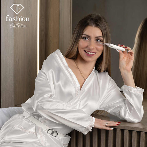 Product image of Heated eyelash curler and electric shaver 2in1. Part of the MATTE CREAM- GOLD . Features: • Heated eyelash curler size: 140.5*18.8*15 mm • Double-heating wires • Electric shaver size: 134.8*17.5*12.7 mm • Stainless steel blades • Accesso.... (Studio view). Official Berlinger Haus product, boosted by Promintra sl.