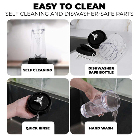 Product image of Smoothie maker. Part of the MATTE BLACK- ROSE GOLD . Features: • Material: stainless steel, plastic • Power: 320 W • 220-240 V 50/60 Hz • 2 pcs takeaway jar with lid: 300 ml and 600 ml • Length of power cord: 8.... (Studio view). Official Berlinger Haus product, boosted by Promintra sl.
