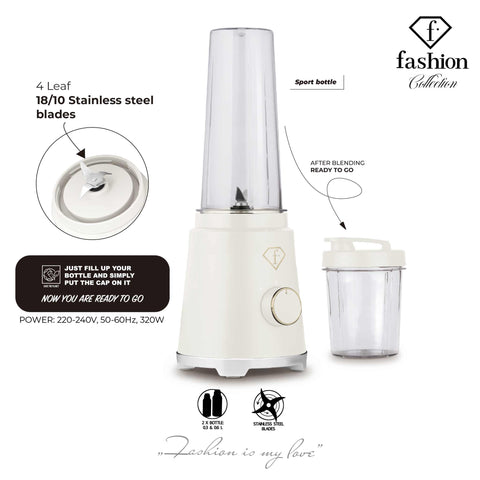 Imatge del producte del fabricant de batuts. Part de la sèrie MATTE CREAM-GOLD. Característiques: • Material: acer inoxidable, plàstic • Potència: 320 W • 220-240 V 50/60 Hz • 2 pots per emportar amb tapa: 300 ml i 600 ml • Longitud del cable d'alimentació: 8... (Vista d'estudi). Producte oficial de Berlinger, impulsat per Promintra sl.