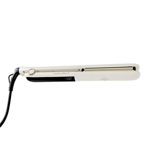 Product image of Hair straightener. Part of the MATTE CREAM- GOLD . Features: • 220-240V, 50-60 Hz, 50W • Maximum temperature: 210℃ • 25*110 mm heating plate with ceramic coating • Length of power cord: 1,8 m • Color: cream- .... (Studio view). Official Berlinger Haus product, boosted by Promintra sl.