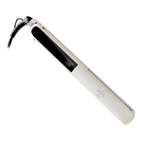 Product image of Hair straightener. Part of the MATTE CREAM- GOLD . Features: • 220-240V, 50-60 Hz, 50W • Maximum temperature: 210℃ • 25*110 mm heating plate with ceramic coating • Length of power cord: 1,8 m • Color: cream- .... (Studio view). Official Berlinger Haus product, boosted by Promintra sl.