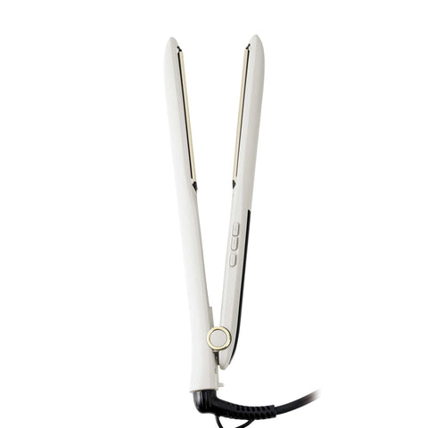 Product image of Hair straightener. Part of the MATTE CREAM- GOLD . Features: • 220-240V, 50-60 Hz, 50W • Maximum temperature: 210℃ • 25*110 mm heating plate with ceramic coating • Length of power cord: 1,8 m • Color: cream- .... (Studio view). Official Berlinger Haus product, boosted by Promintra sl.