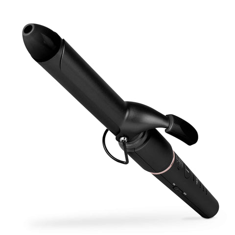 Product image of Hair curler. Part of the MATTE BLACK- ROSE GOLD . Features: • 100-240V, 50-60 Hz, 50-55W • Maximum temperature: 200℃ • 25 mm curling tong with ceramic coating • 5 pre-set temperatures: 120, 140, 160, 180, 20.... (Studio view). Official Berlinger Haus product, boosted by Promintra sl.