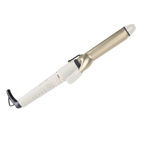 Product image of Hair curler. Part of the MATTE CREAM- GOLD . Features: • 100-240V, 50-60 Hz, 50-55W • Maximum temperature: 200℃ • 25 mm curling tong with ceramic coating • 5 pre-set temperatures: 120, 140, 160, 180, 20.... (Studio view). Official Berlinger Haus product, boosted by Promintra sl.