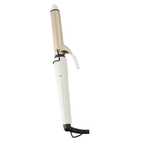 Product image of Hair curler. Part of the MATTE CREAM- GOLD . Features: • 100-240V, 50-60 Hz, 50-55W • Maximum temperature: 200℃ • 25 mm curling tong with ceramic coating • 5 pre-set temperatures: 120, 140, 160, 180, 20.... (Studio view). Official Berlinger Haus product, boosted by Promintra sl.