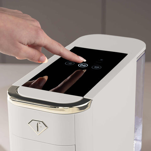 Product image of Capsule coffee maker 4in1. Part of the MATTE CREAM- GOLD . Features: • Voltage: 220-240V, 50/60Hz • Power: 1545W • 1,5L water tank • Detachable tray design • Accessories: • Nespresso small capsules holder • Dolce Gus.... (Studio view). Official Berlinger Haus product, boosted by Promintra sl.
