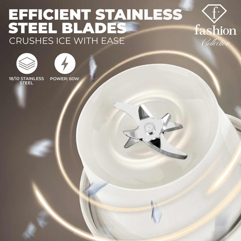 Imatge del producte de la mini batedora amb USB. Part de la sèrie MATTE CREAM-GOLD. Característiques: • Material: acer inoxidable, plàstic • Potència: 60 W • Bateria doble recarregable -> major rendiment • Ampolla de 400 ml • Accessori: • Carregador tipus C... (Vista conceptual). Producte oficial de Berlinger, impulsat per Promintra sl.