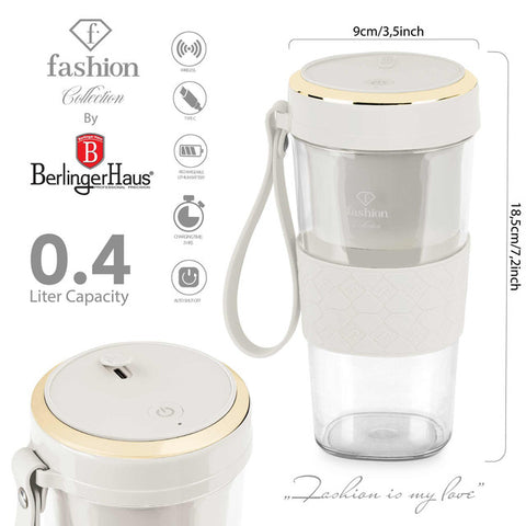 FTV-0177, Mini liquadora amb USB, color crema daurat, liquadora USB, càrrega elèctrica/cable tipus C, liquadora, batedora, turmix