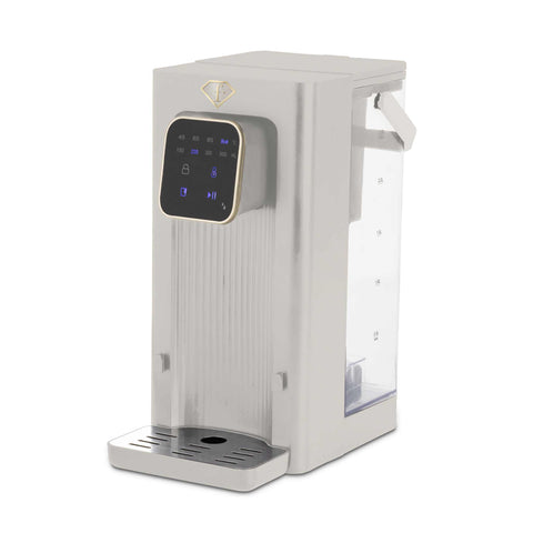 Product image of 2in1 digital hot water and room temperature water dispenser. Part of the MATTE CREAM- GOLD . Features: • Material: stainless steel, plastic • Voltage: 220-240V, 50/60Hz • Power: 2200-2600W • 1 pcs AQUA OPTIMA universal water filter • Size: 23,5*15,2*.... (Studio view). Official Berlinger Haus product, boosted by Promintra sl.