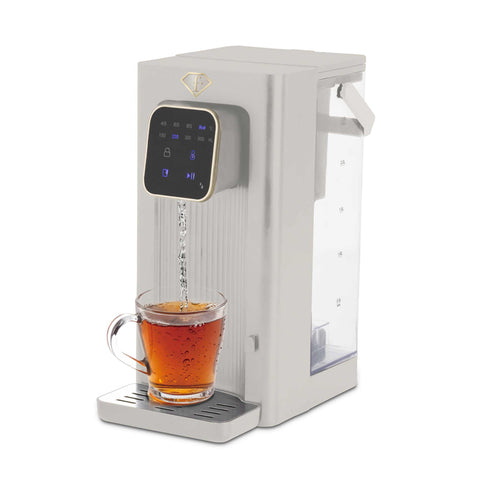 Product image of 2in1 digital hot water and room temperature water dispenser. Part of the MATTE CREAM- GOLD . Features: • Material: stainless steel, plastic • Voltage: 220-240V, 50/60Hz • Power: 2200-2600W • 1 pcs AQUA OPTIMA universal water filter • Size: 23,5*15,2*.... (Studio view). Official Berlinger Haus product, boosted by Promintra sl.