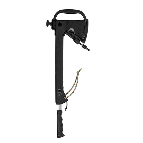 Product image of Multifunctional axe. Part of the outdoor . Features: • Material: stainless steel axe head, plastic handle • Axe: 35*14,5 cm • Saw: 18 cm • Functions: • Hammer • Igniter • Hook • Emergency whistle • Pl.... (Studio view). Official Berlinger Haus product, boosted by Promintra sl.