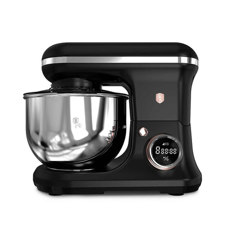 Product image of Kitchen machine. Part of the Black Rose Collection . Features: • Material: stainless steel, plastic • 1200 W, 220-240V, 50/60 Hz • Include: • 18/10 stainless steel bowl 6L • Non-stick dough hook • Non-stick bea.... (Studio view). Official Berlinger Haus product, boosted by Promintra sl.