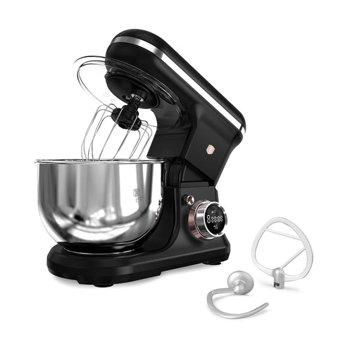 Product image of Kitchen machine. Part of the Black Rose Collection . Features: • Material: stainless steel, plastic • 1200 W, 220-240V, 50/60 Hz • Include: • 18/10 stainless steel bowl 6L • Non-stick dough hook • Non-stick bea.... (Studio view). Official Berlinger Haus product, boosted by Promintra sl.