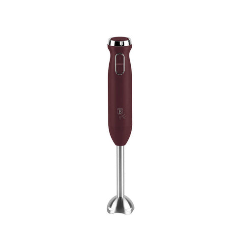 Product image of Hand blender. Part of the Leonardo Collection . Features: • Material: stainless steel, plastic • Voltage: 220-240V 50-60Hz • Power: 800W • Color: matt bordeaux. (Studio view). Official Berlinger Haus product, boosted by Promintra sl.