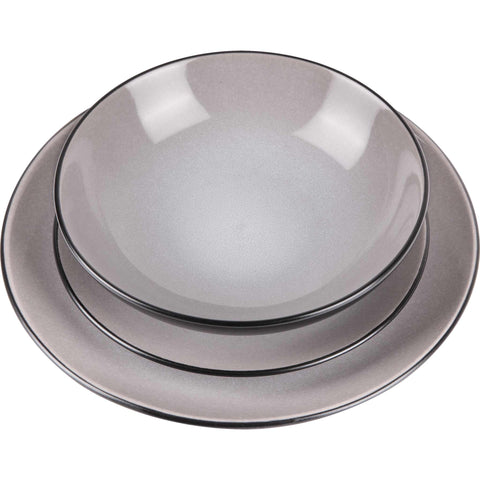  BH/10002, vajilla de 18 piezas, color topo, vajilla de 18 piezas, cerámica, porcelana y gres, vajilla, juego de cuencos y platos, gres, vajilla, juego de vajilla