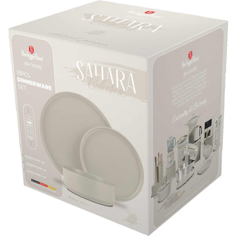  BH/10005, vajilla de 18 piezas, crema mate, vajilla de 18 piezas, cerámica/porcelana/gres, vajilla, juego, juego de cuenco y plato, gres, vajilla, juego de vajilla