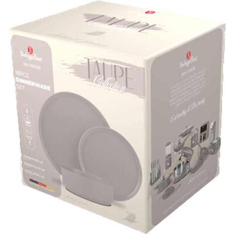  BH/10006, vajilla de 18 piezas, color topo mate, vajilla de 18 piezas, cerámica, porcelana y gres, vajilla, juego de cuencos y platos, gres, vajilla, juego de vajilla