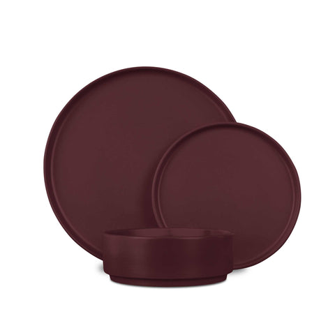 BH/10007A, vajilla de 18 piezas, burdeos mate, vajilla de 18 piezas, cerámica/porcelana/gres, vajilla, juego, juego de cuenco y plato, gres, vajilla, juego de vajilla