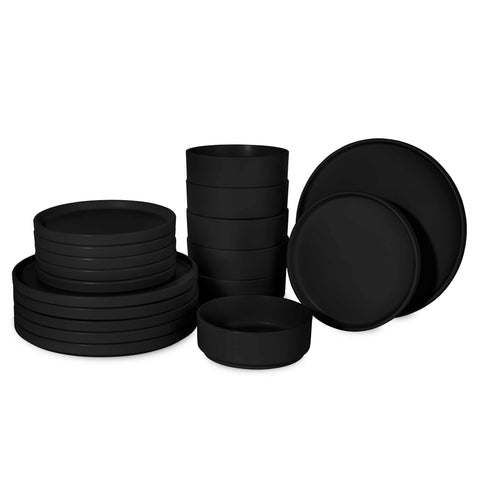  BH/10009,BH/10009A,vajilla de 18 piezas,negro mate,vajilla de 18 piezas b.,cerámica/porcelana/gres,vajilla,juego,juego de cuenco y plato,gres,vajilla,vajilla