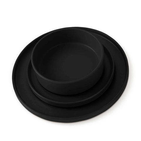  BH/10009A, vajilla de 18 piezas, negro mate, vajilla de 18 piezas, cerámica/porcelana/gres, vajilla, juego, juego de cuenco y plato, gres, vajilla, juego de vajilla