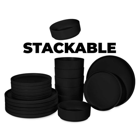  BH/10009,BH/10009A,vajilla de 18 piezas,negro mate,vajilla de 18 piezas b.,cerámica/porcelana/gres,vajilla,juego,juego de cuenco y plato,gres,vajilla,vajilla