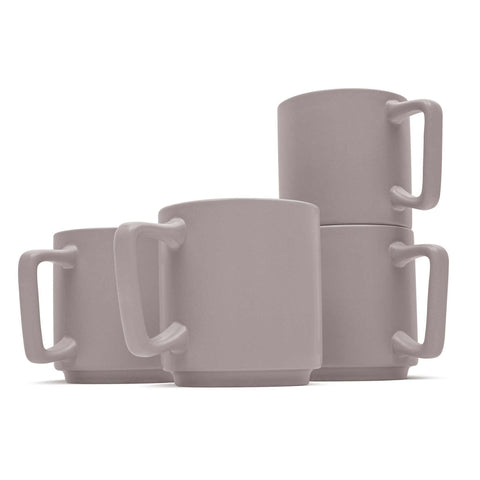  BH/10011, juego de 4 tazas, color topo mate, juego de tazas, cerámica/porcelana/gres, vajilla, taza