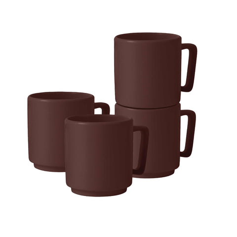  BH/10012,BH/10012A,Juego de 4 tazas,Burdeos mate,Juego de tazas,Cerámica/Porcelana/Gres,Vajilla,Taza