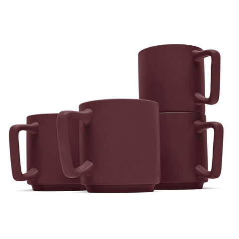  BH/10012,BH/10012A,Juego de 4 tazas,Burdeos mate,Juego de tazas,Cerámica/Porcelana/Gres,Vajilla,Taza