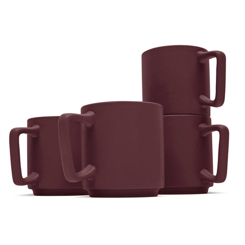  BH/10012A,BH/10012,Juego de tazas de 4 piezas,Burdeos mate,Juego de tazas,Cerámica/Porcelana/Gres,Vajilla,Taza
