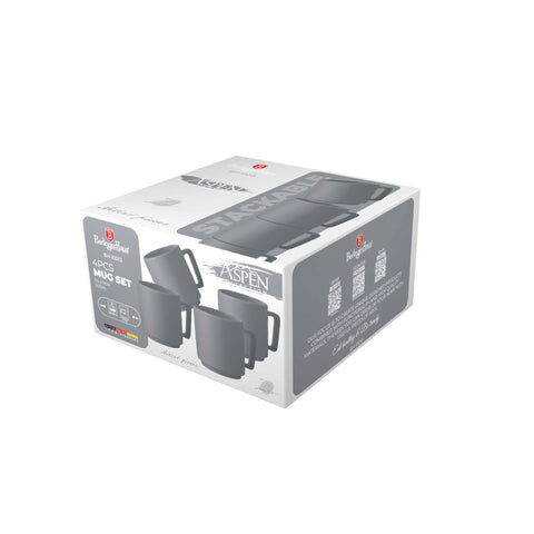  BH/10013, juego de 4 tazas, gris mate, juego de tazas, cerámica/porcelana/gres, vajilla, taza