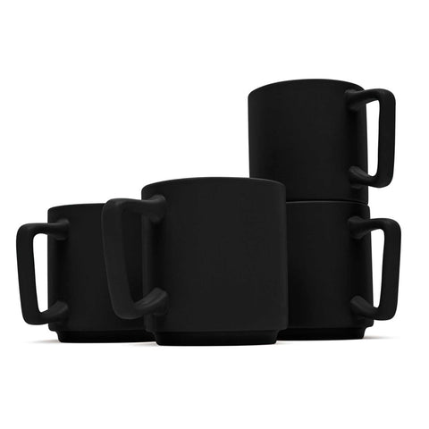  BH/10014A, BH/10014, juego de tazas de 4 piezas, negro mate, juego de tazas, cerámica/porcelana/gres, vajilla, taza